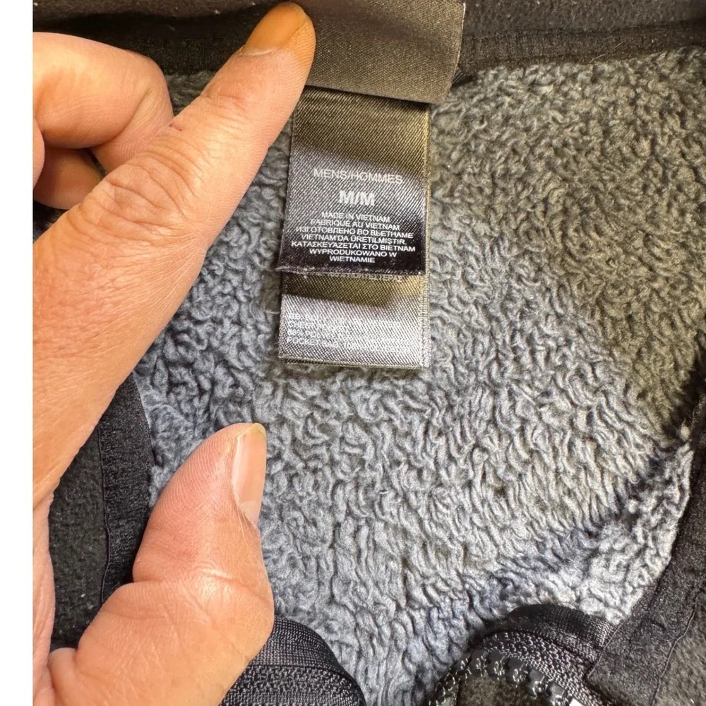 The North Face Mens Fleece Jacket Black‎ Gray Full Zip Outdoor Warm Size M